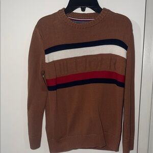 Tommy Hilfiger Men's Tan Sweater with Stripes